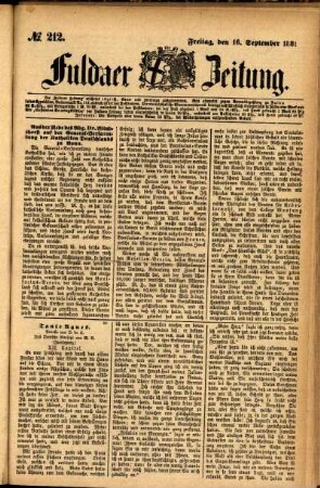 Ausgabe vom Freitag, den 16. September 1881.