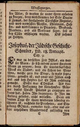 Josephus, der Jüdische Geschicht-Schreiber, Lib. 18. Antiaqit. Cap. 9.