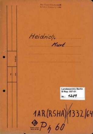 Personenheft Kurt Heidrich (*03.10.1907), SS-Hauptsturmführer