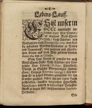 Lebens-Lauff.