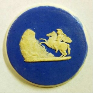 Plakette mit Miniatur eines sprengenden Reiters