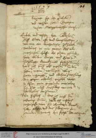 Teil II: Johannes Magenbuch, Regimen für Georg Vogler