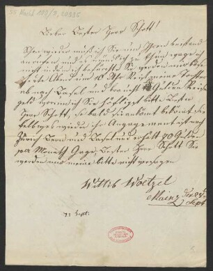 Brief an B. Schott's Söhne : 28.09.1846