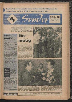 Betriebszeitung 'WF-Sender', Nr.23/1966 (20. Juni 1966)