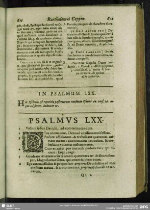 In Psalmum LXX.[i.e. LXIX.] Psalmus LXX. [i.e. LXIX.]