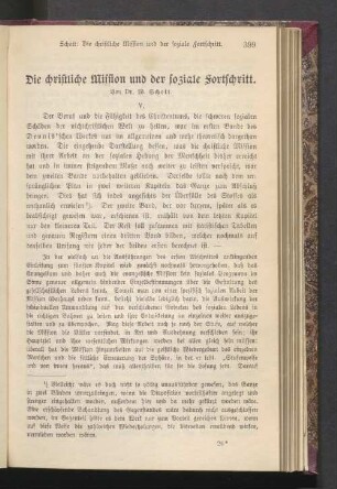 Die christliche Mission und der soziale Fortschritt