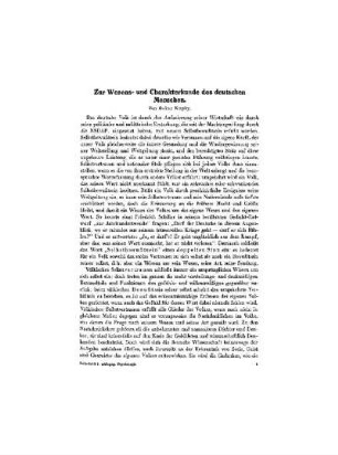 Zur Wesens- und Charakterstudie des deutschen Menschen