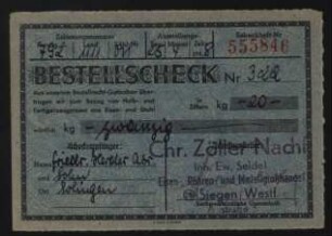Zöller Nachf., Chr. (Bestellscheck)