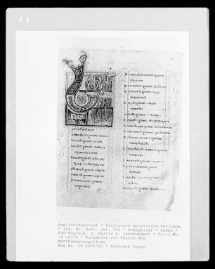 Evangeliar — Buchseite mit Beginn des Matthäusevangeliums, Folio 12 recto