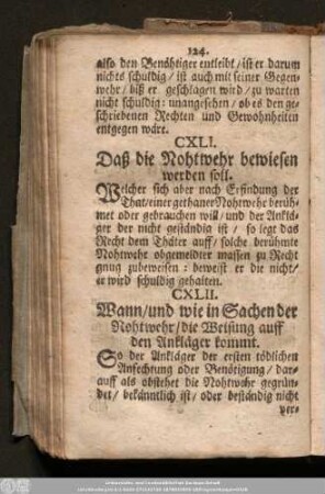 CXLI. Daß die Nohtwehr bewiesen werden soll.