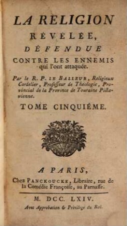 La Réligion Révélée Défendue Contre Les Ennemis qui l'ont attaquée, 5