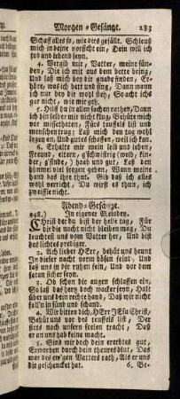 285-304, Abend Gesänge; Tisch-Gesänge