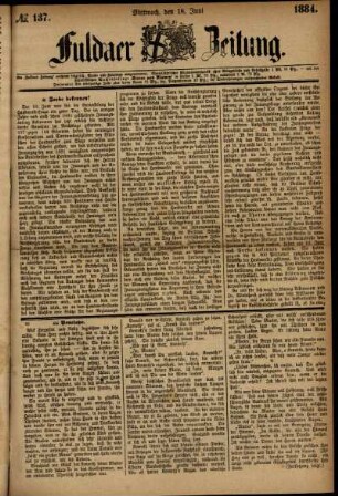 Ausgabe vom Mittwoch, den 18. Juni 1884.