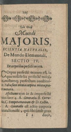 Sectio IV. De corporibus perfecte mixtis.
