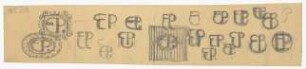 Kalligrafiestudien für Monogramme und Initialen : Skizzen und Studien zu den Buchstaben E P, teilweise mit Ornament