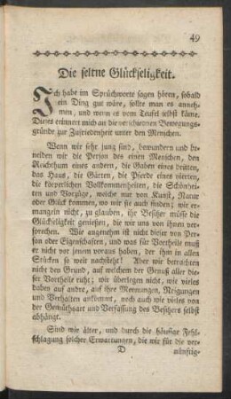 Die seltne Glückseligkeit