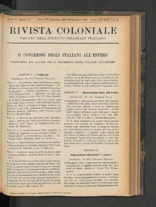 Rivista Coloniale. Fasc. XX-XXI. Vol. I.