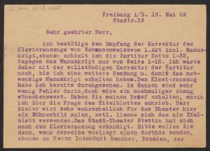 Brief an B. Schott's Söhne : 19.05.1924