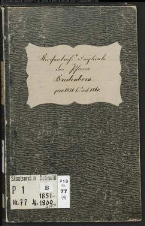 Kirchenbuchduplikat der katholischen Gemeinde Bredenborn, Kreis Höxter (GHT 1851-1860) (Gemeinde: Katholische Gemeinde Bredenborn)