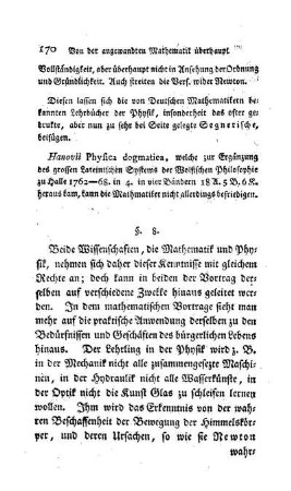 § 8. Verschiedene Zwecke der Mathematik und Physik in dem Vortrage dieser Kenntnisse