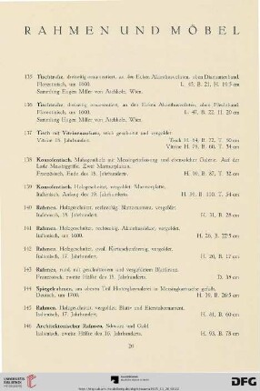 Rahmen und Möbel (Nr. 135-165)