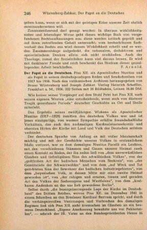246-248 [Rezension] Pius XII. Papst, Der Papst an die Deutschen