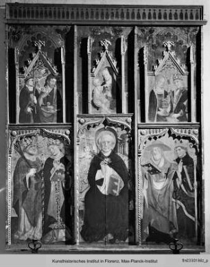 Polytptychon mit dem Heiligen Dominikus, den Kirchenvätern, Madonna mit Kind und vier Heiligen