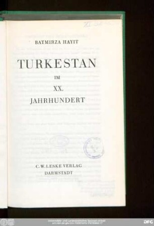 Turkestan im XX. Jahrhundert
