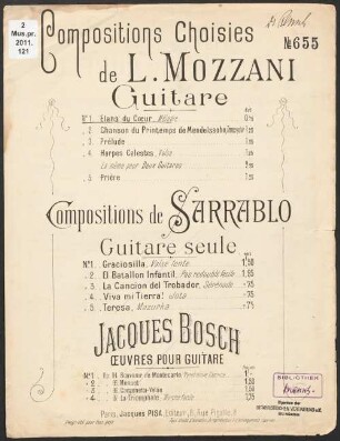 Compositions choisies : guitare, 1. Elans du coeur : mélodie