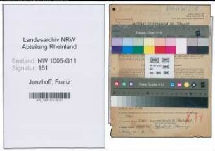 Entnazifizierung Franz Janzhoff , geb. 14.02.1895 (Fahrzeugmeister)