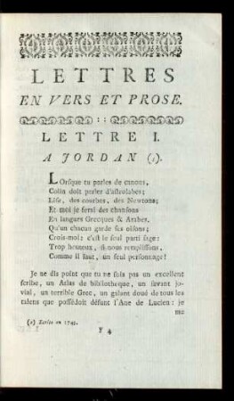 Lettres En Vers Et Prose.