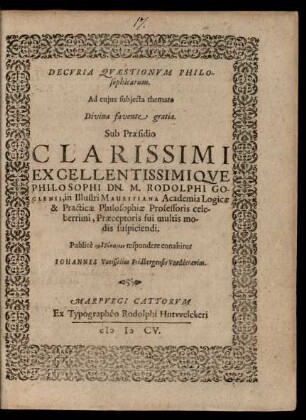 Decuria Quaestionum Philosophicarum
