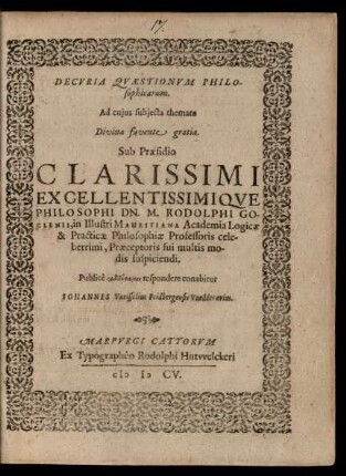 Decuria Quaestionum Philosophicarum