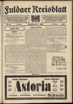 Zweite Ausgabe vom Dienstag, den 09. April 1912.
