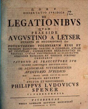 Dissertatio Iuridica De Legationibus