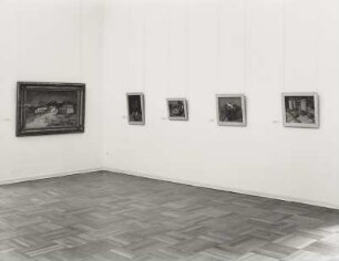 Stilleben mit zwei Gläsern und Äpfeln : Raumaufnahme mit den Gemälden "Südfranzösische Landschaft", "Stilleben mit weißer Schale" und "Stilleben mit zwei Gläsern und Äpfeln". Richard Dreher: 1875–1932 ; Ausstellung: Galerie Neue Meister im Albertinum in Dresden, 23. Februar bis 10. April 2002 ;