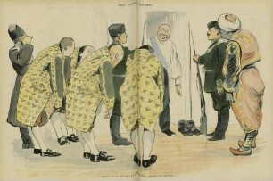 Félix Ier chez Nicolas II. Croquis humoristiques du Voyage du Président de la République