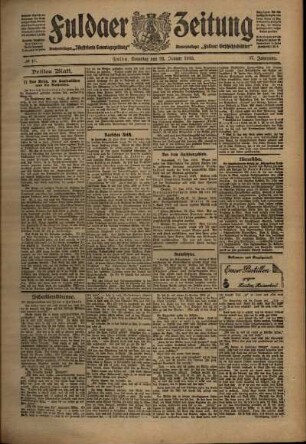 Dritte Ausgabe vom Samstag, den 22. Januar 1910.