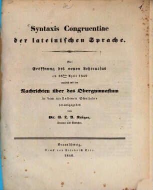 Syntaxis congruentiae der lateinischen Sprache