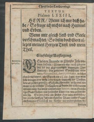 Einfeltige Außlegung.