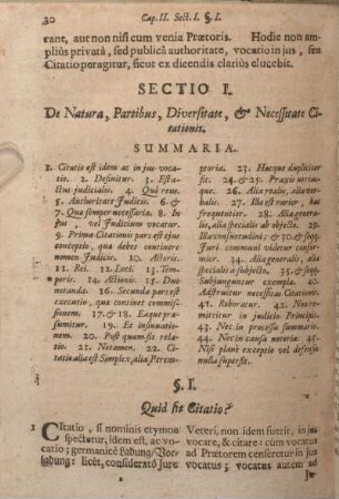 Sectio I. De Natura, Partibus, Diversitate, & Necessitate Citationis.