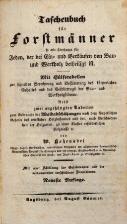 Taschenbuch für Forstmänner