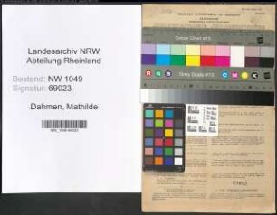 Entnazifizierung Mathilde Dahmen , geb. 13.07.1899 (Lehrerin)