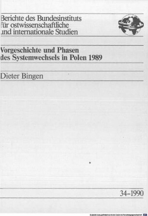 Vorgeschichte und Phasen des Systemwechsels in Polen 1989