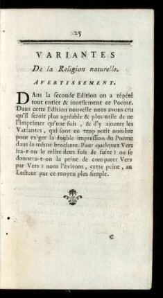 Variantes De la Religion naturelle ...