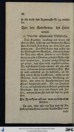 Von den Krankheiten des Hornviehes.