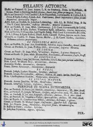 Syllabus Actorum.