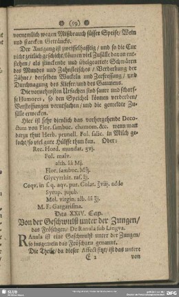 Das XXIV. Cap. Von der Geschwulst unter der Zungen, das Fröschgen, De Ranula sub Lingua