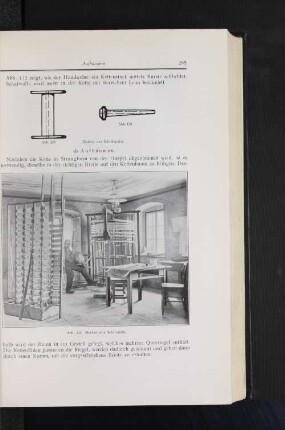 Abb. 129 und Abb. 130 Ketten- und Schußspulen Abb. 131 Mechanische Schärmühle