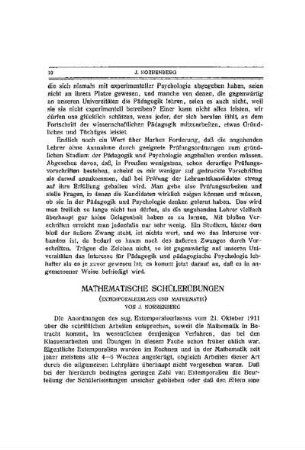 Mathematische Schülerübungen